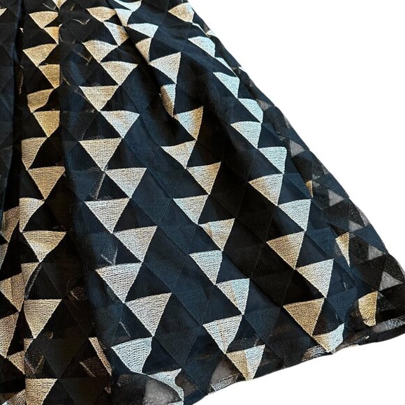 Plenty by Tracy Reese Black Gold A-Line Dress Stretch Top Party Size 12 Women's - Picture 10 of 12